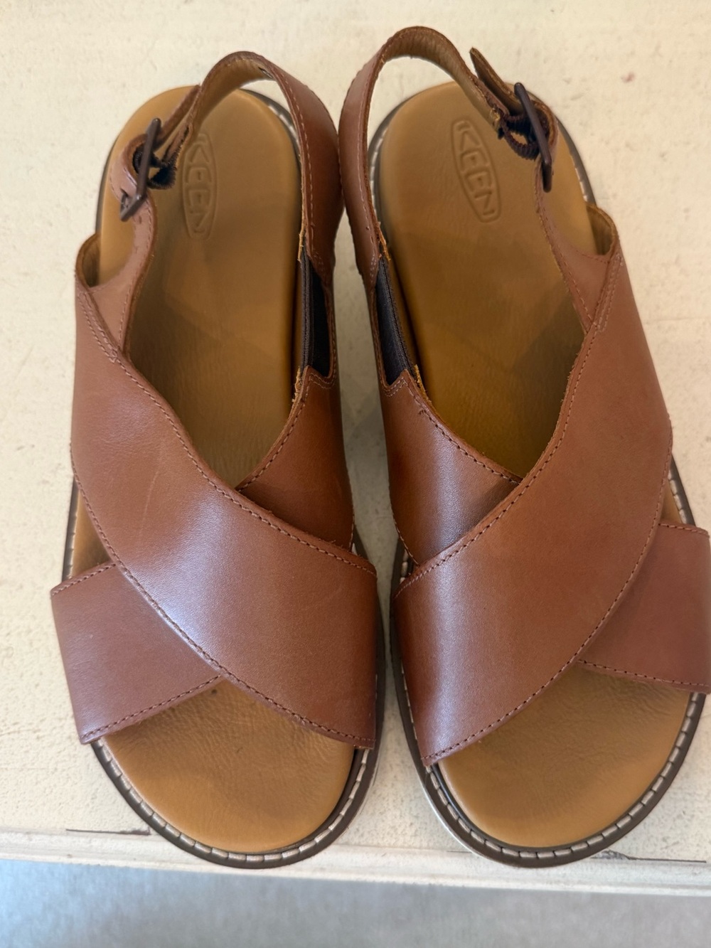 KEEN Women’s Brown Leather Crossover Sandals